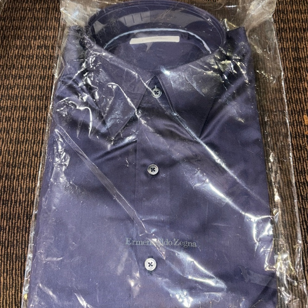 New Medium Men’s Dark Blue Ermenegildo Zegna Dress Shirt